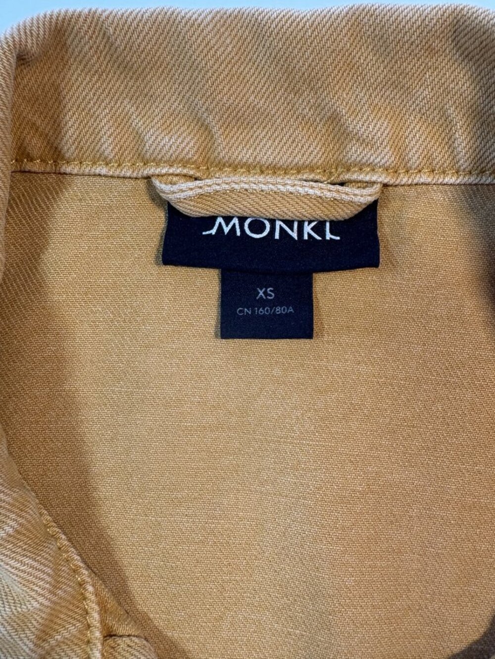 Monki Mustard Yellow Oversized Denim Jacket XS Boxy Relaxed Cotton Trucker - Picture 3 of 10
